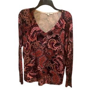 Chico's Multicolor Paisley V-Neck Top